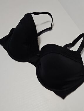 Smart & Sexy Black Lace-Trim T-Shirt Underwire Bra Size 36DDD Or 38DD